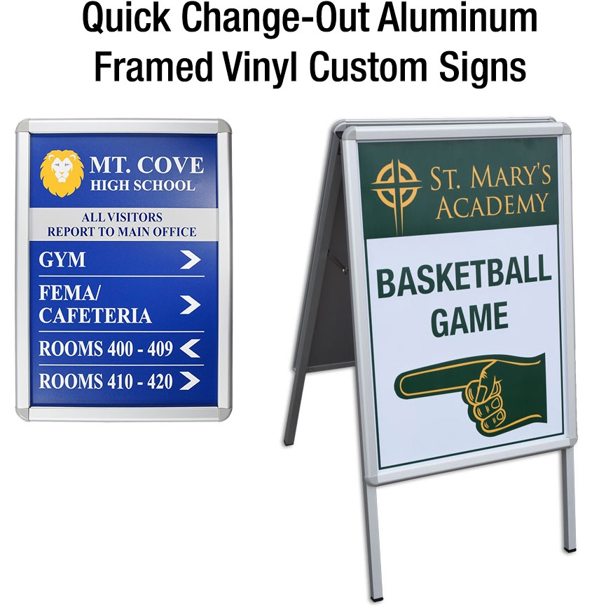 Custom Message Signs with Aluminum Display Frame for Schools