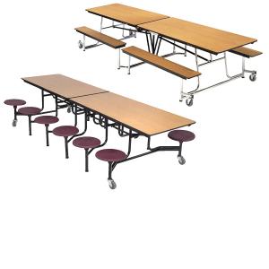 Bench and Stool Style School Cafeteria Tables	