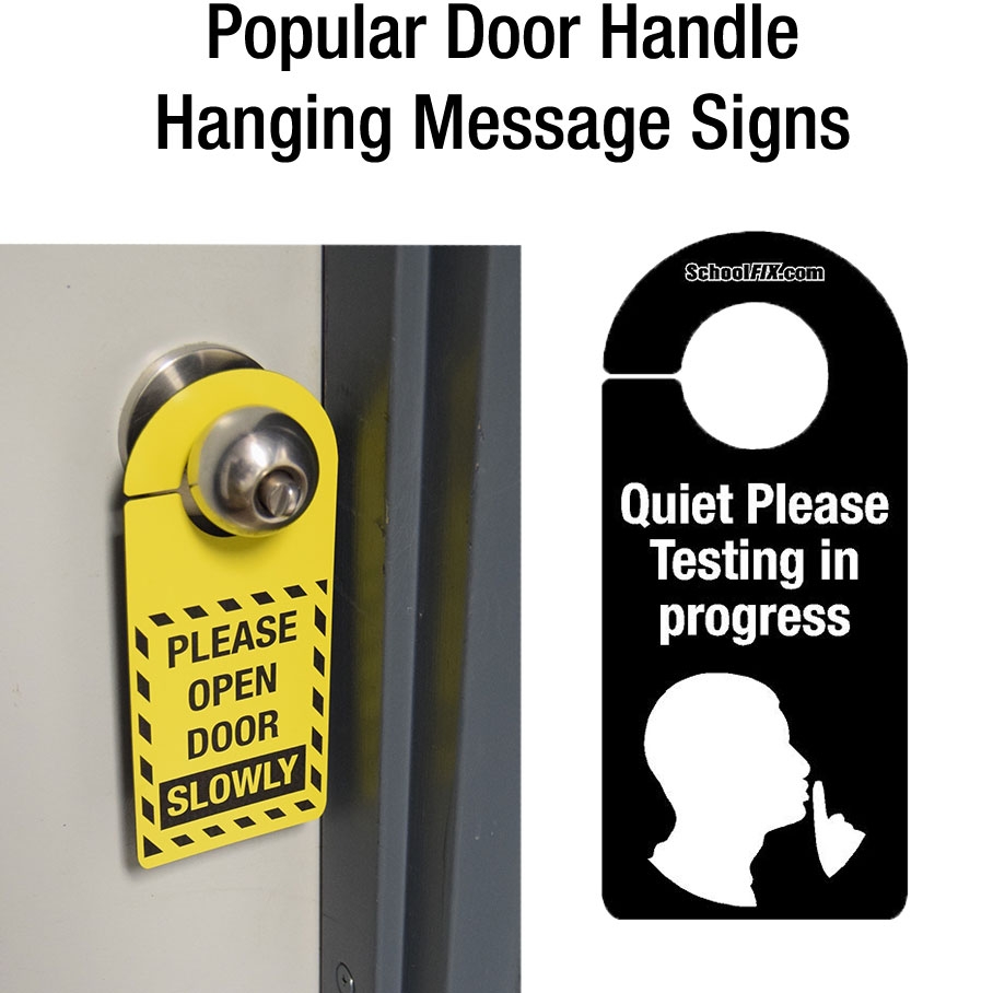 Hanging Door Handle Message Signs for Schools