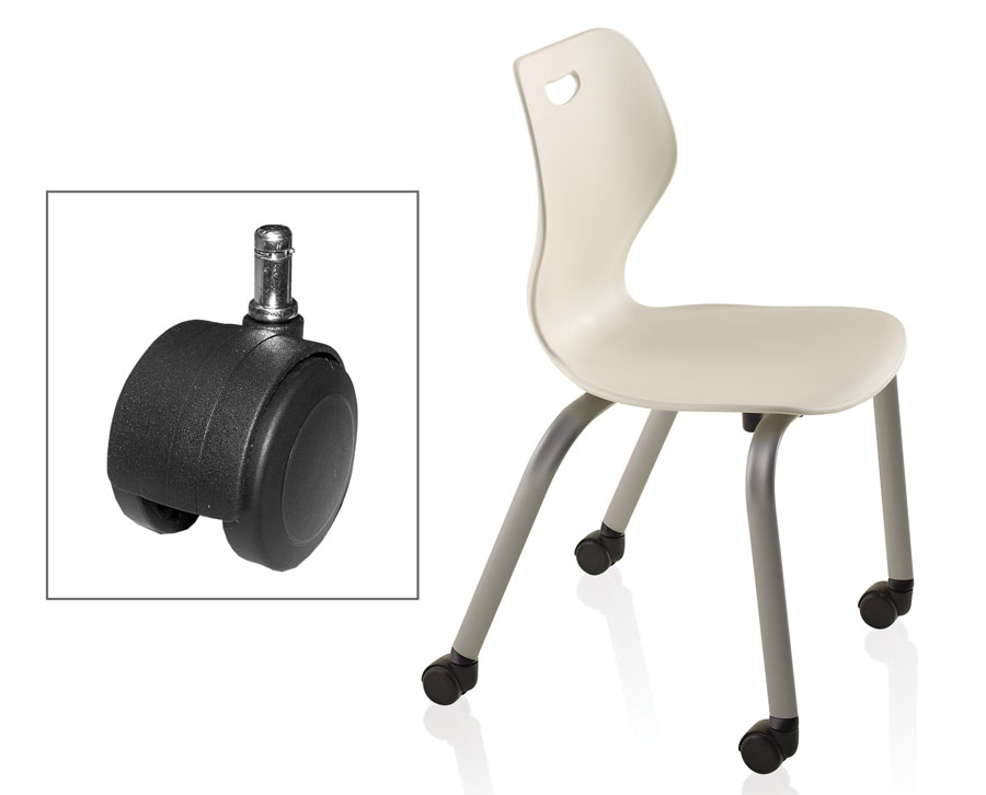 Grip stem casters on a Wave Chair