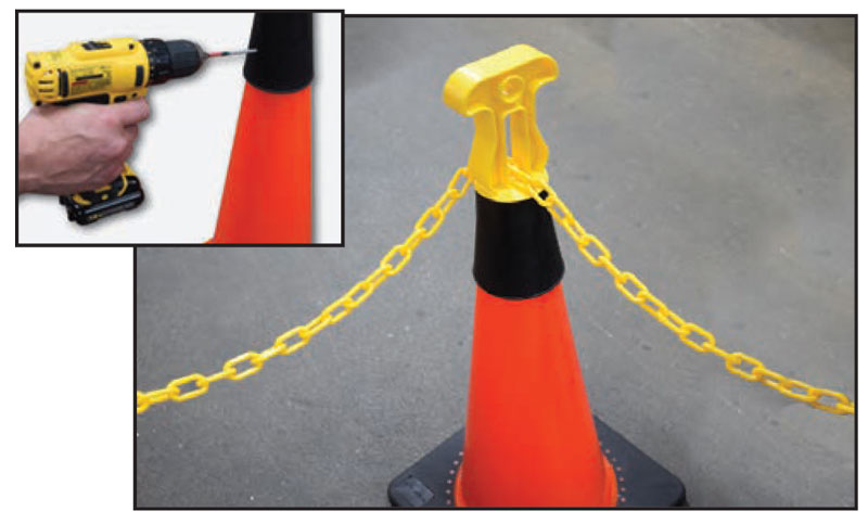 Cone Handle Topper with Plastic Safety Chain Barrier