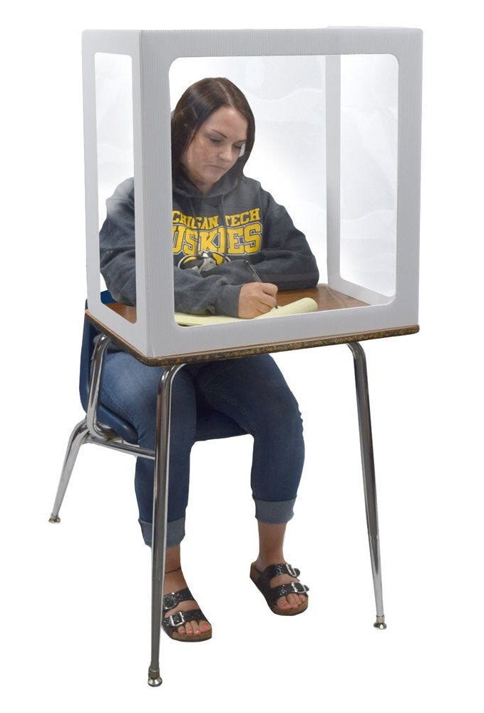 Affordable Corrugated Plastic Sneeze Guards for Single-Student Desks