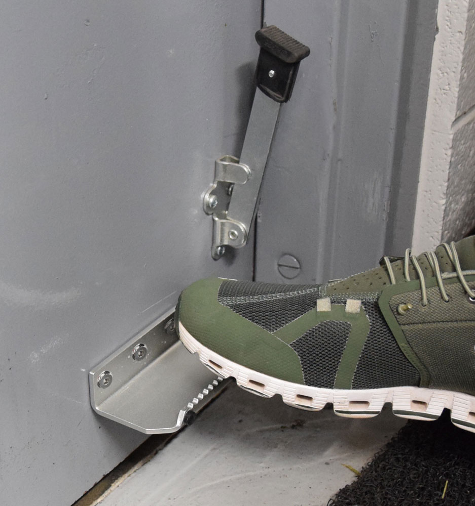 Click to shop the Aluminum Foot-Operated Door Pull Part No. FDP4