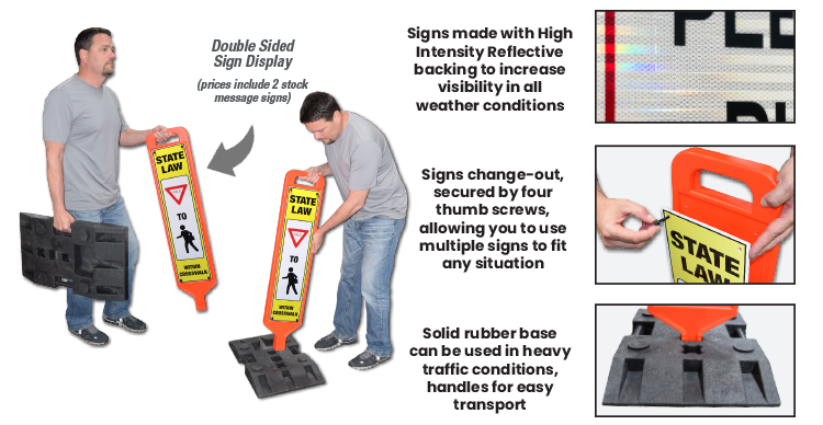 Buy 47 inch Heavy Duty Double Sided Traffic Sign with Base Yield for Schools 47 inch Heavy Duty Double Sided Traffic Sign with Base Yield Information