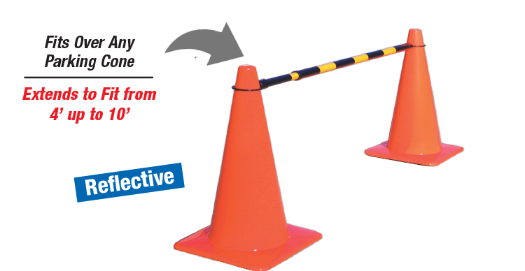 Buy Black/Yellow Reflective Telescopic 4ft. - 7ft. Cone Bar for Schools Black/Yellow Reflective Telescopic 4ft. - 7ft. Cone Bar Face Information