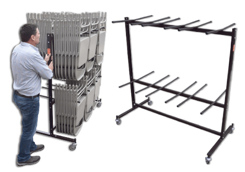 Buy Double Tier Hanging Folding Chair Cart (Holds 84 Chairs) for Schools Double Tier Hanging Folding Chair Cart (Holds 84 Chairs)