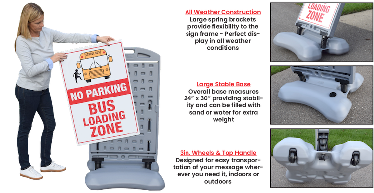 Buy XL Roll-Away Sign Base & Top with 24" x 36" Sign Face for Schools XL Roll-Away Sign Base & Top with 24" x 36" Sign Face Information