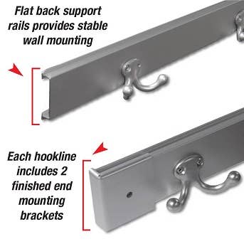 Aluminum Coat and Backpack Hook Rail Features Aluminum Coat and Backpack Hook Rail Features