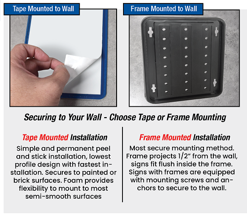 Tape Mounted versus Frame Mounted SIgn Installation Tape Mounted versus Frame Mounted SIgn Installation
