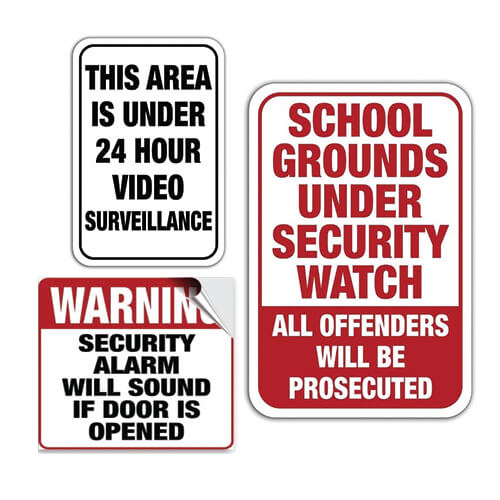 Security Signs and Decals for Schools Security Signs and Decals
